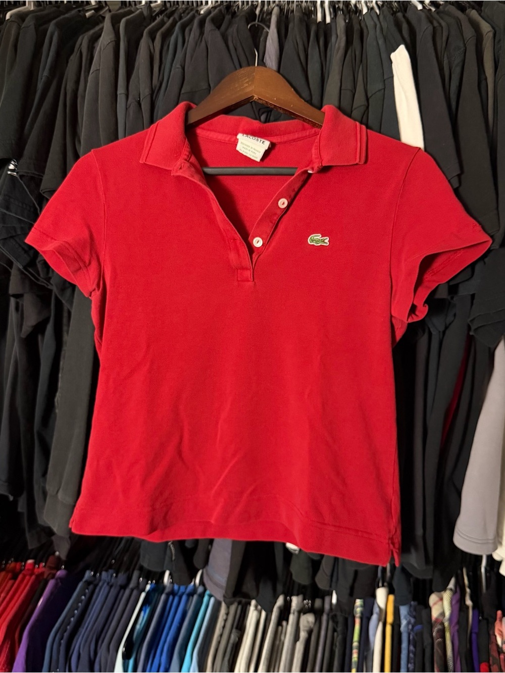 Lacoste Polo Shirt Womens 42 / Large Red Preppy Golf Button Down Chic Retro Y2K